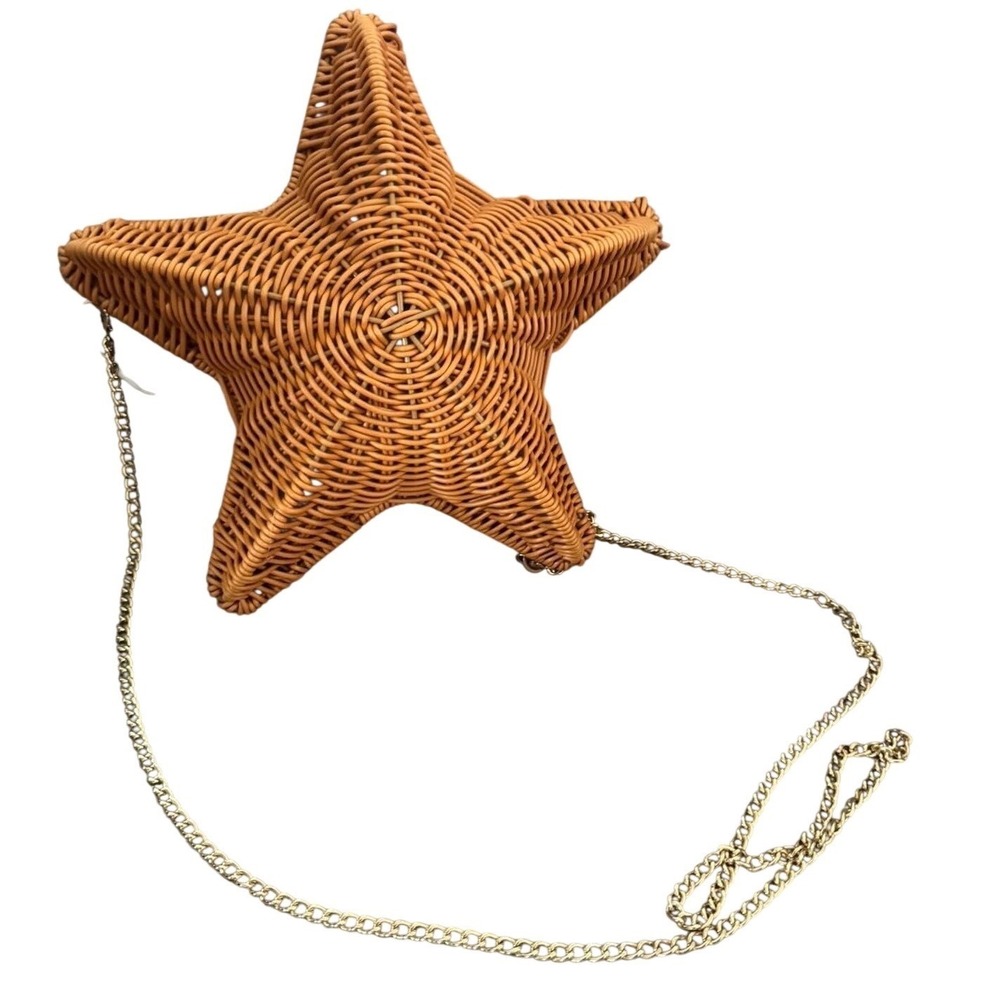 Tommy Bahama Viral Star 5 Wicker Crossbody Bag Chain Strap Gold Tone NWT